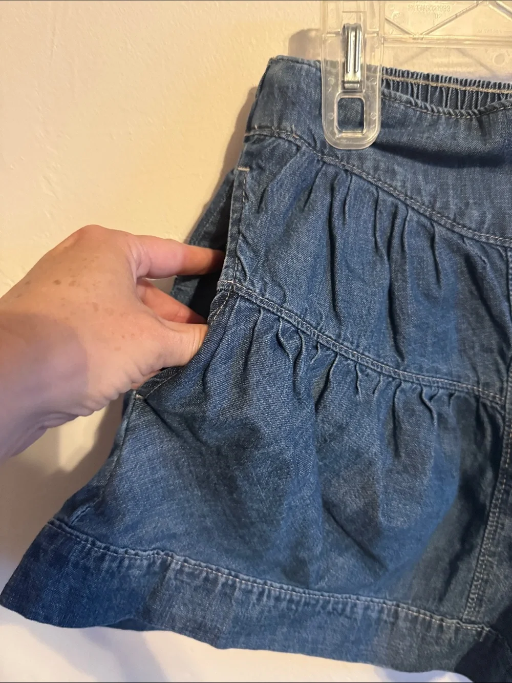 Free People Dark Blue Tiered Button-Front Denim Shorts